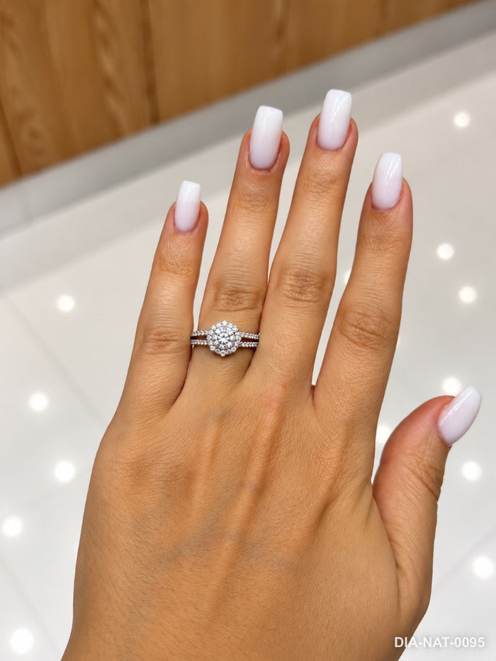 Bague ronde diamants naturels 0,31 ct – or blanc