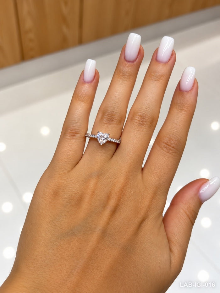 Bague solitaire diamant de laboratoire - Cœur 1 ct