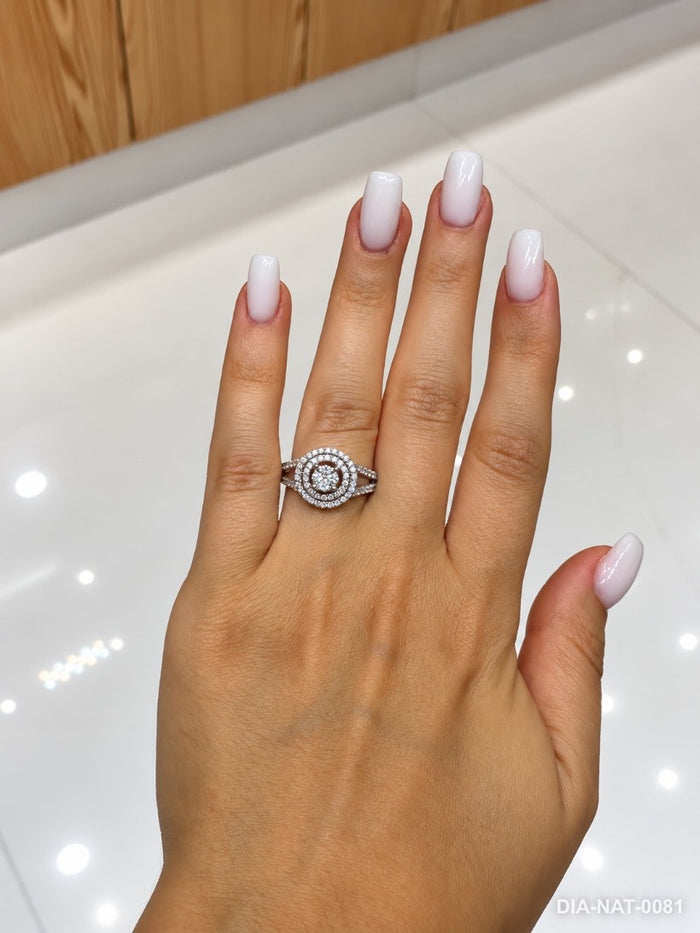 Bague ronde diamants naturels 0,69 ct – or blanc