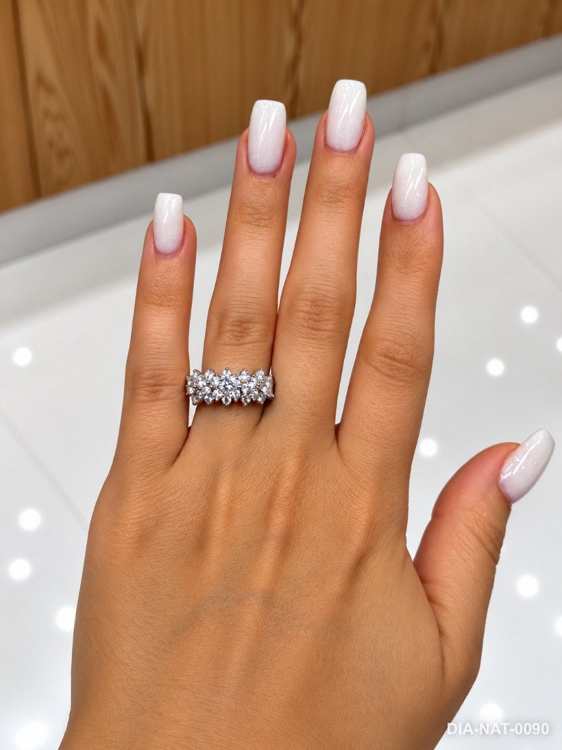 Bague diamant Cinq Marguerite Diamants en or blanc 18 carats, 1,01 ct de diamants naturels – Diamea – photo