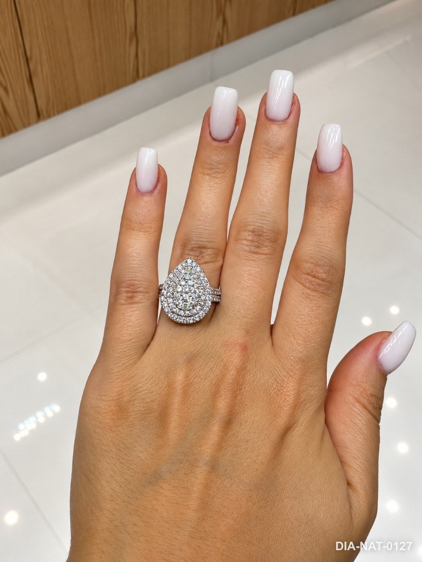 Bague poire diamants naturels 1,30 ct – or blanc – photo 2 – Diamea, joaillerie diamant à Casablanca