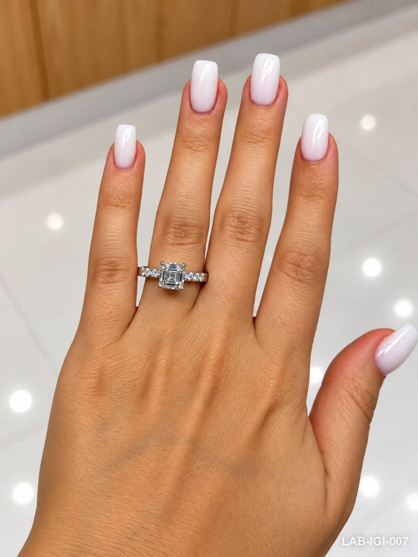 Bague solitaire diamant de laboratoire carré Asscher 1,5 ct – Diamea