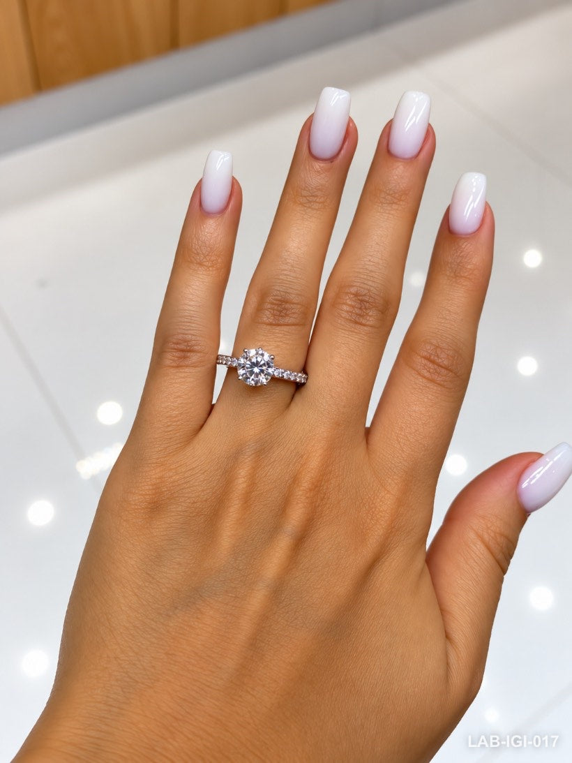 Bague solitaire diamant de laboratoire - Rond 1 ct – photo 2 – Diamea, joaillerie diamant à Casablanca