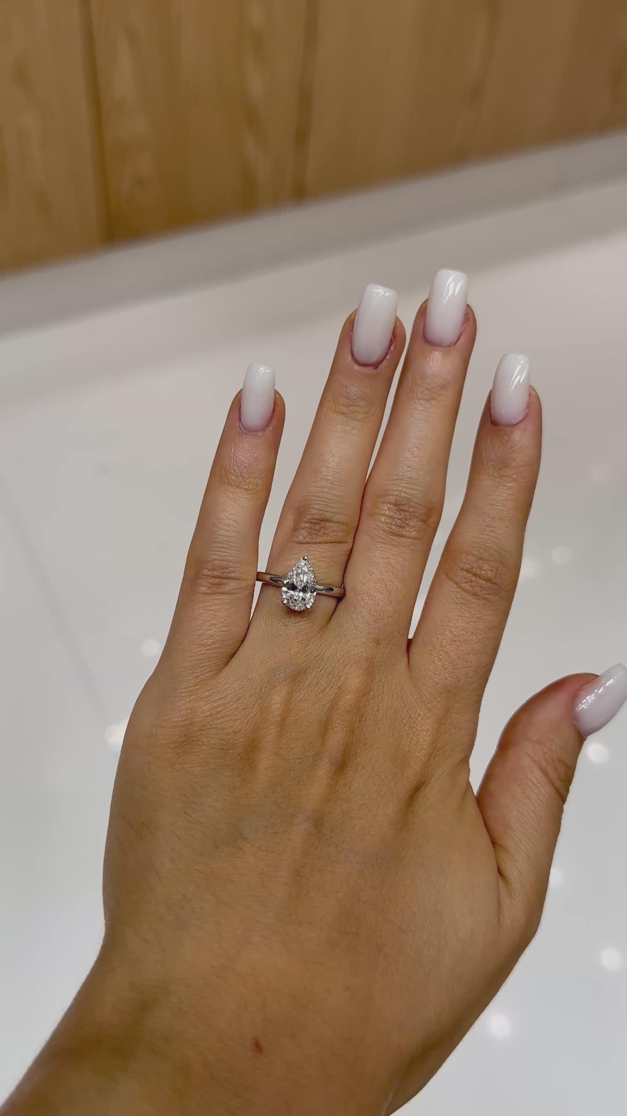 Vidéo bague solitaire diamant de laboratoire poire 1 ct – Diamea